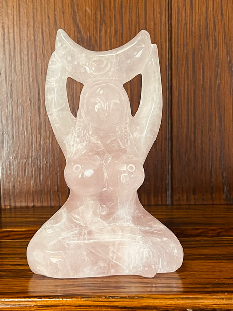 Rose Quartz Goddess Carving 262g - 10.5cm - Love. Peace. Altar.