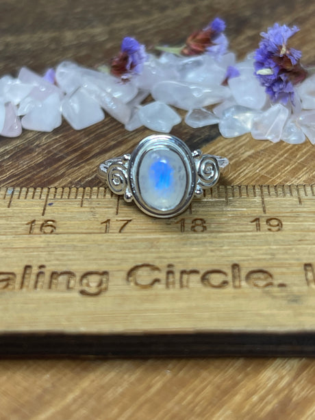 Rainbow Moonstone Ring Size 6 - Inner Peace. Protection.