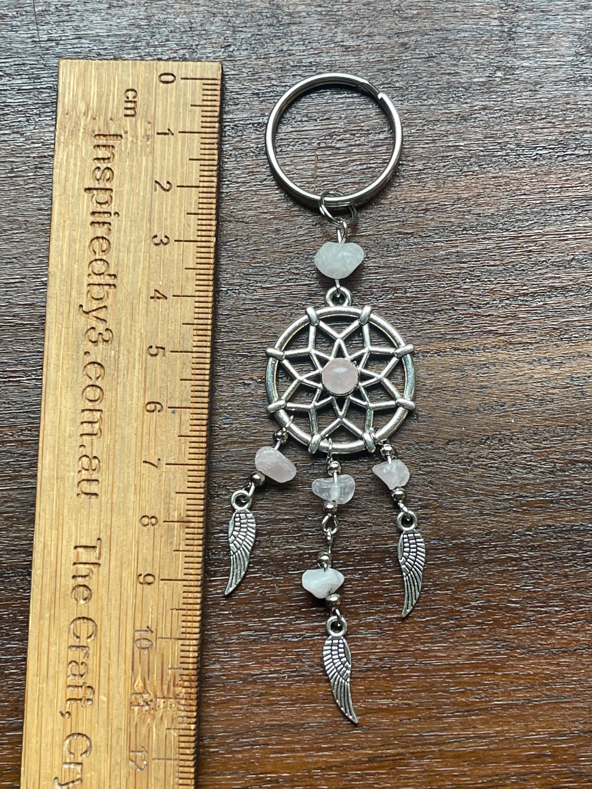 Dream Catcher Keyring Rose Quartz - Love & Peace