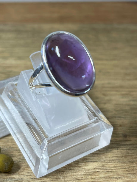 Amethyst Silver Ring- Size 8