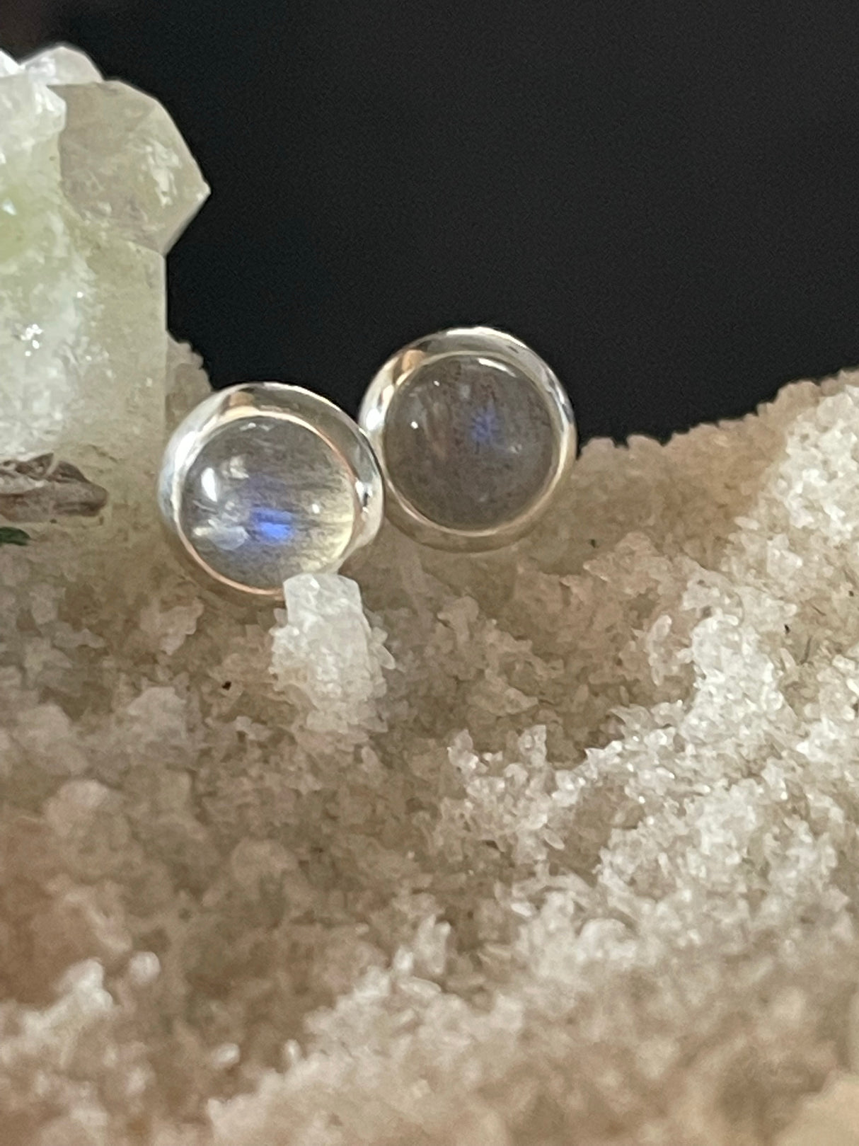 Labradorite Stud Silver Earrings - Magic