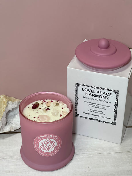 Manifestation Candle Large -  Love. Peace. Harmony. Blackberry Vanilla