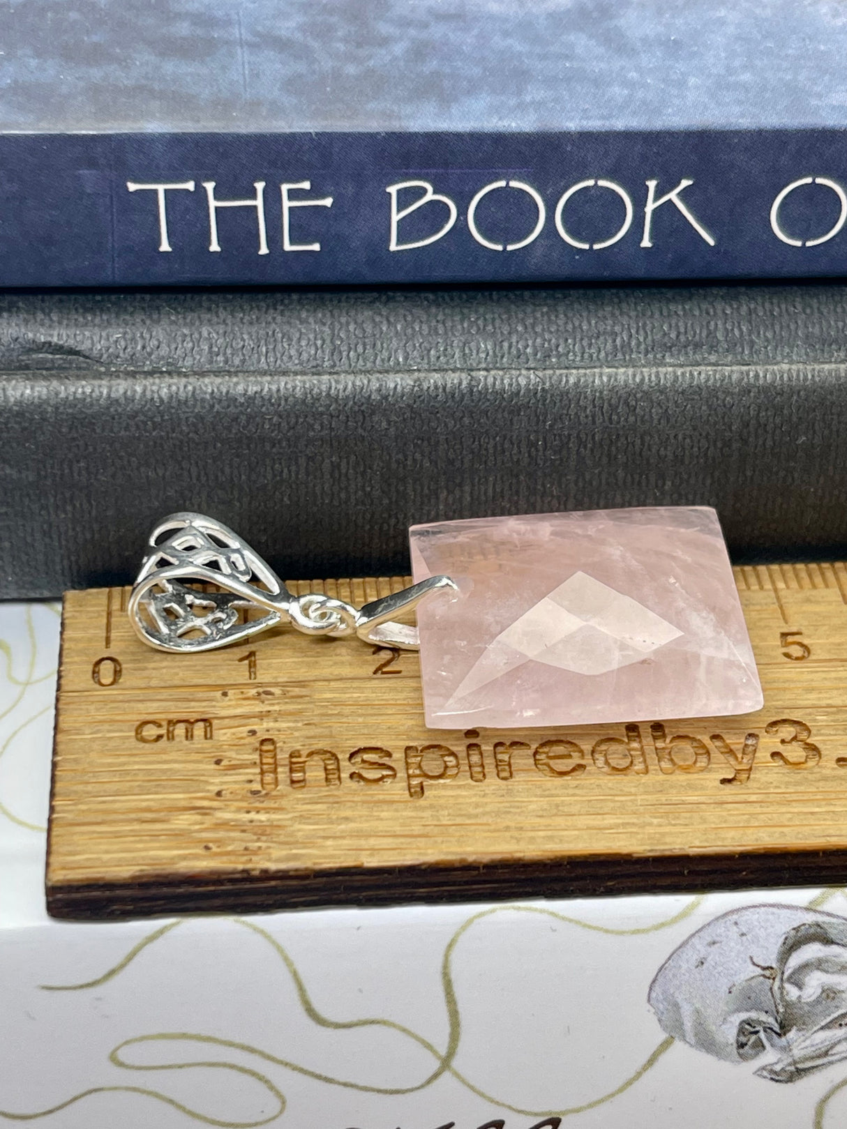 Rose Quartz Checker Cut Pendant & Chain - Love & Self-esteem