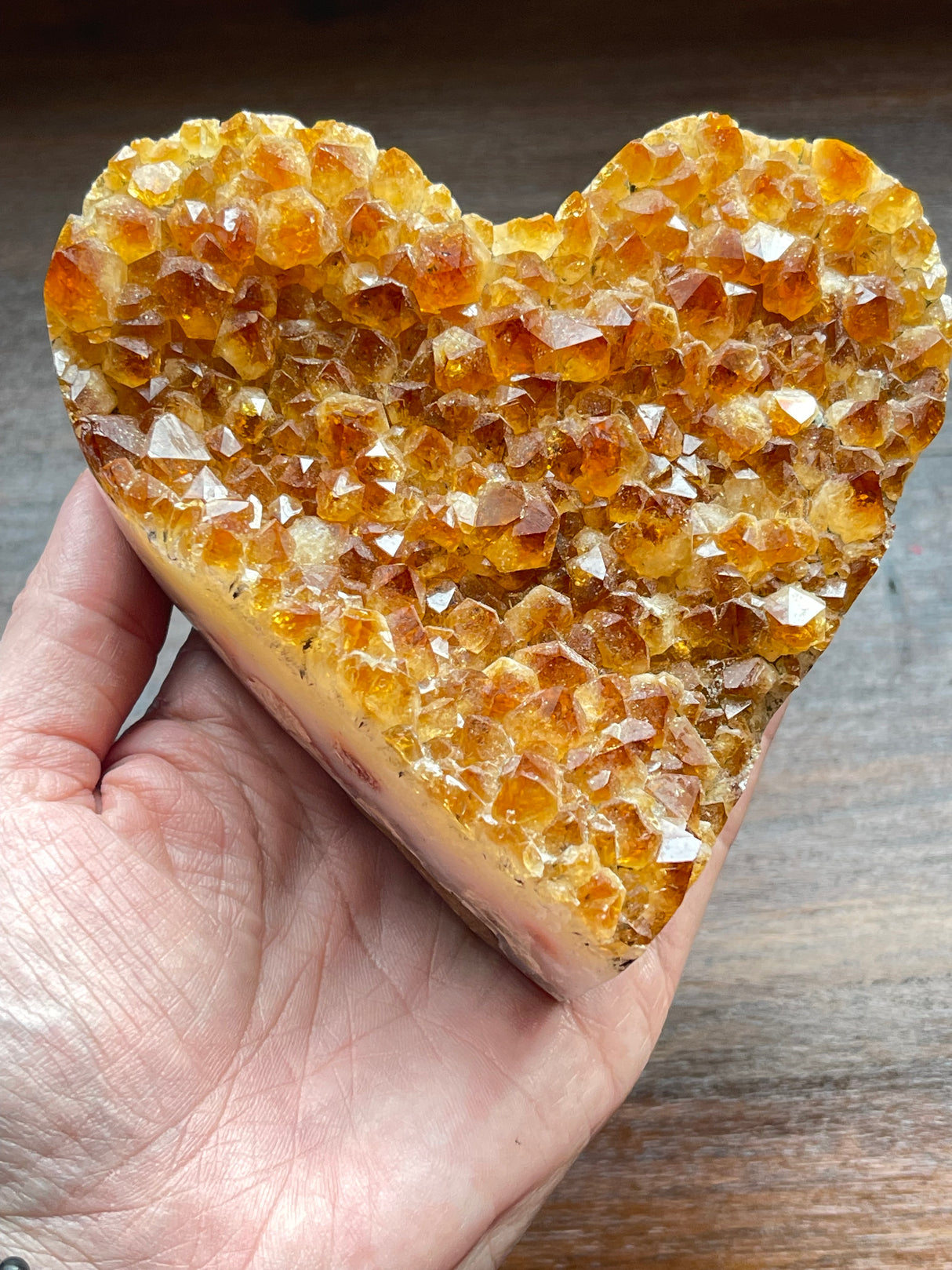 Citrine Cluster Heart 690g on Stand  -  “I am successful in all areas of life”.