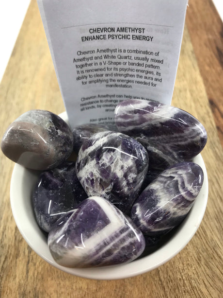 Chevron Amethyst Tumbled Large - Manifestation. Psychics Tool