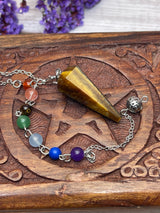 Tiger Eye Pendulum in Chakra Chain