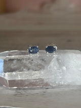 Sapphire Silver Faceted Stud Earrings - Awareness. Discipline