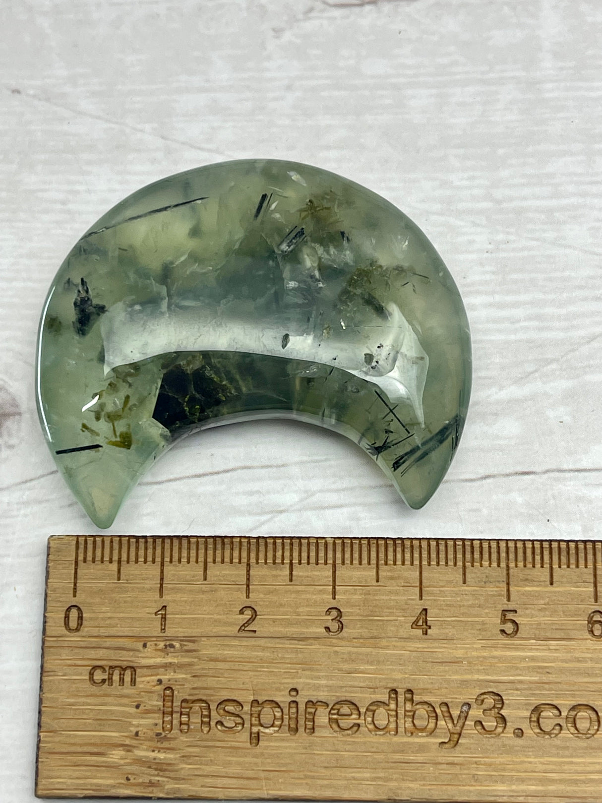 Prehnite Moon Carving - Spiritual Growth. Protection