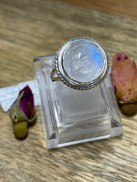 Rainbow Moonstone Ring - Size 7