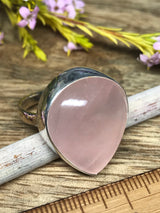 Rose Quartz Large Ring Size 10 - Love & Stress Relief