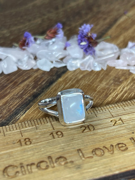 Rainbow Moonstone Ring Size 6 - Inner Peace. Protection.