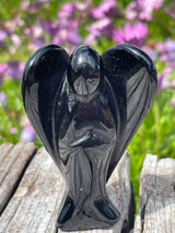 Black Obsidian Angel Carving 7.5cm - Root Chakra. Grounding. Protection.