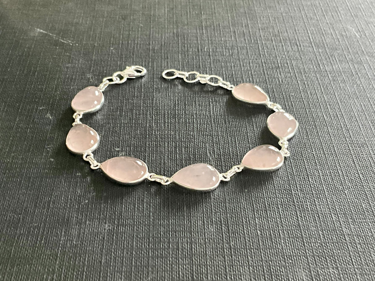 Rose Quartz Sterling Silver Bracelet - Goddess Aphrodite - Love.