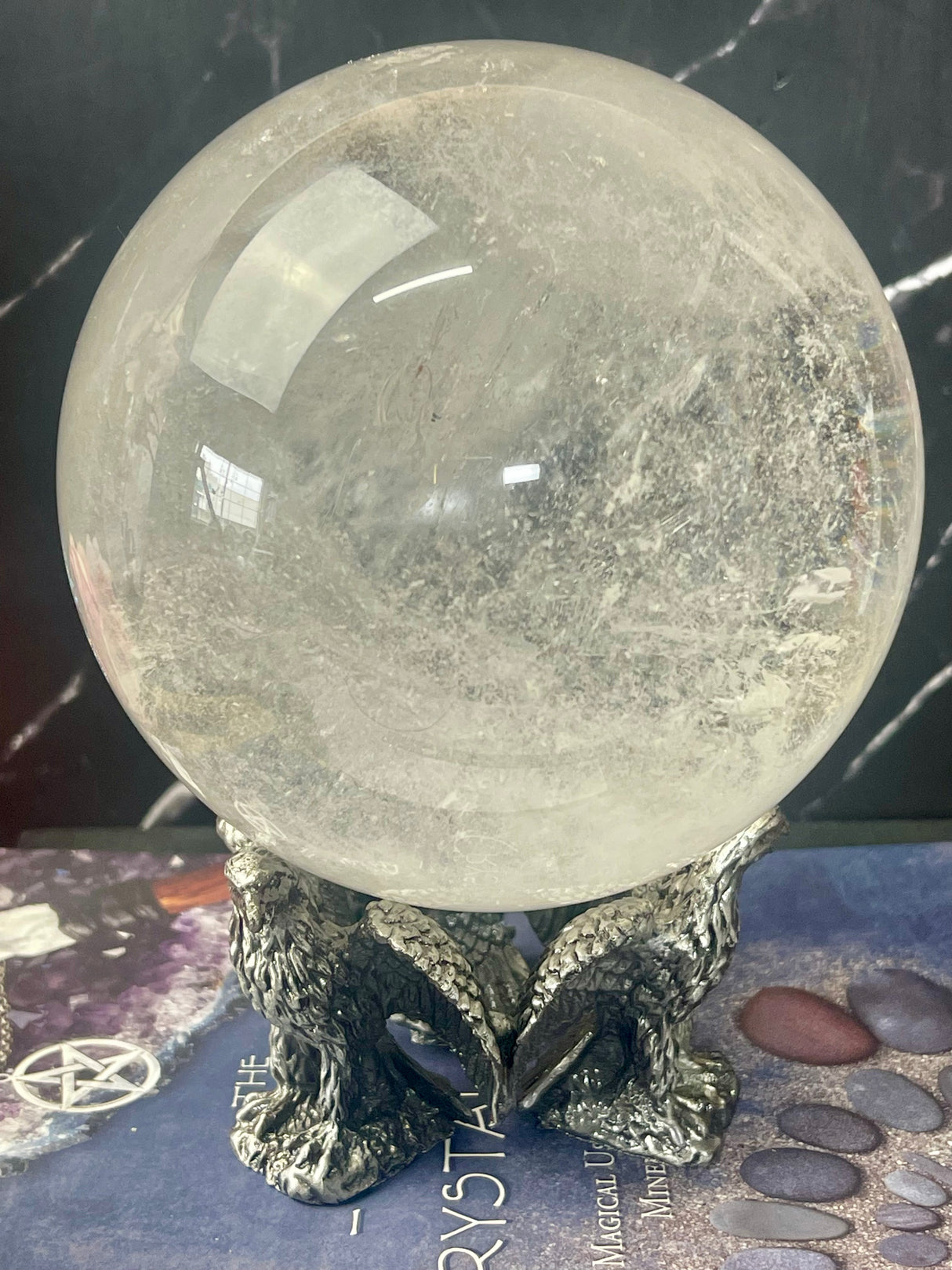 Clear Quartz Sphere from Madagascar 2.522kilos - 12cm - “I have the power to manifest all my dreams and desires”.