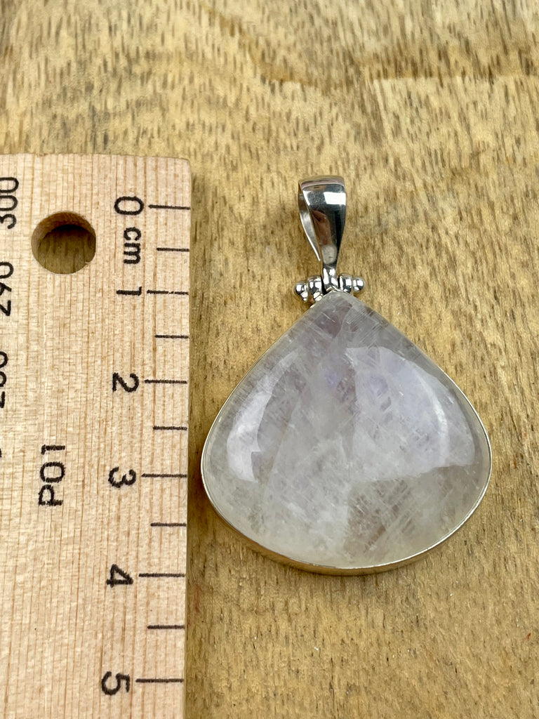 Moonstone Rainbow Pendant & Silver Chain #6 - Inner Peace & New Beginnings