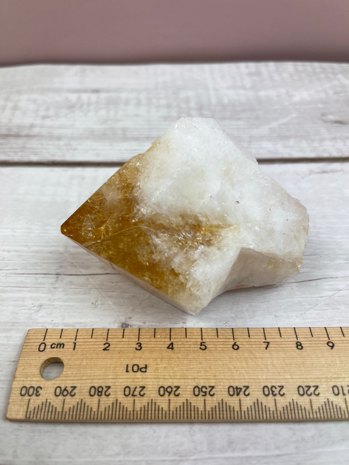 Citrine Polished Point with Key Imprint #4 - Manifestation. Meditation