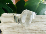 Clear Quartz Sterling Silver XL Bangle - Goddess Diana