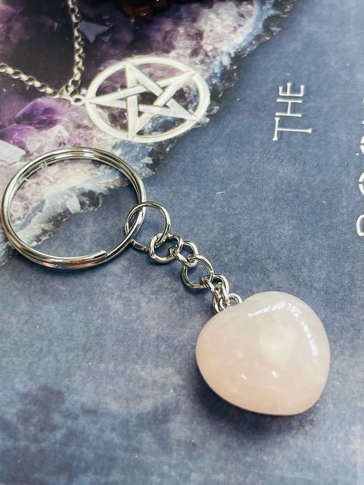 Rose Quartz Heart Keyring - Love & Self-esteem