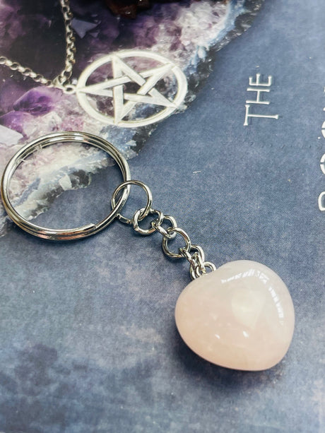 Rose Quartz Heart Keyring - Love & Self-esteem