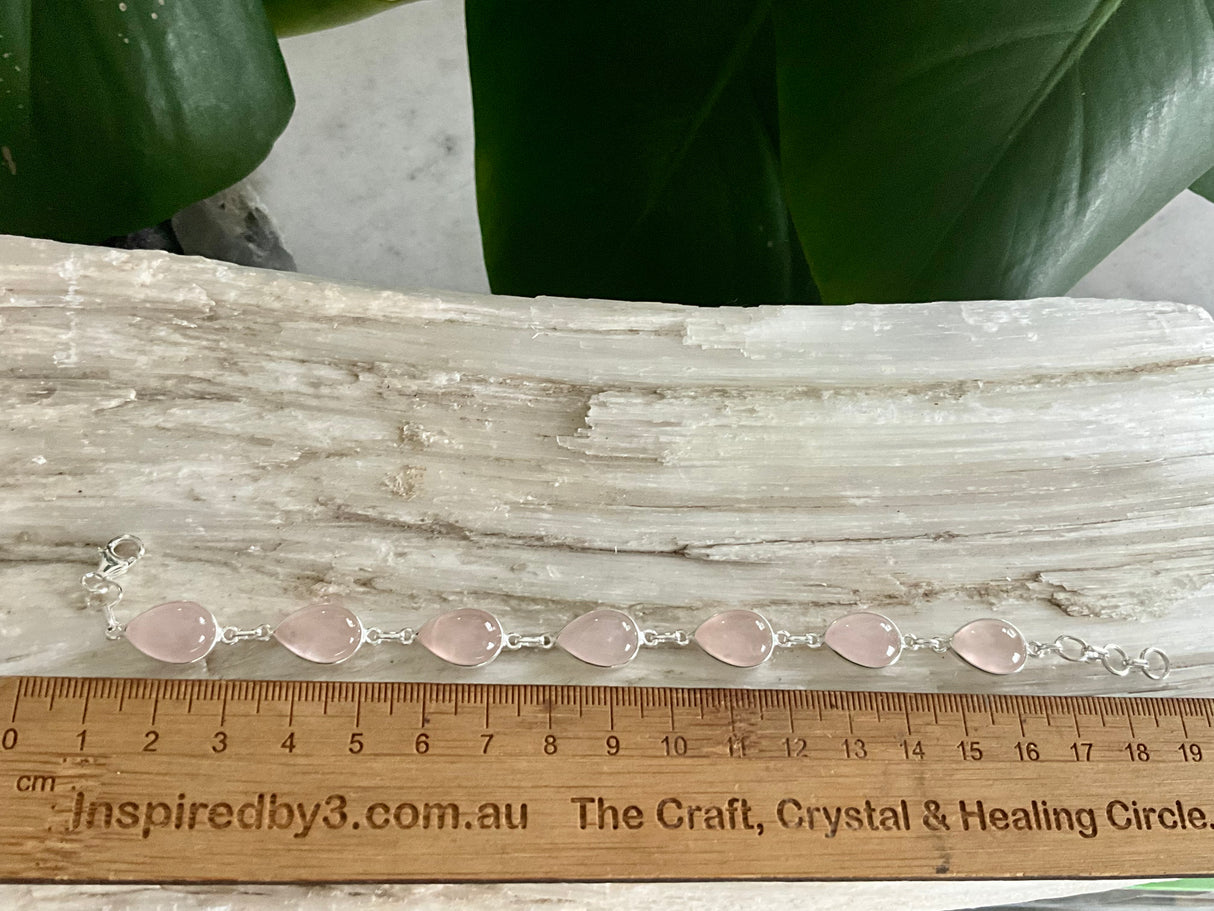 Rose Quartz Sterling Silver Bracelet - Goddess Aphrodite - Love.