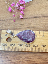 Charoite Silver Pendant & Chain - Enhances Spiritual Insight. Protection.