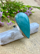 Amazonite Silver Ring Size 8 - Wealth. Soothing.