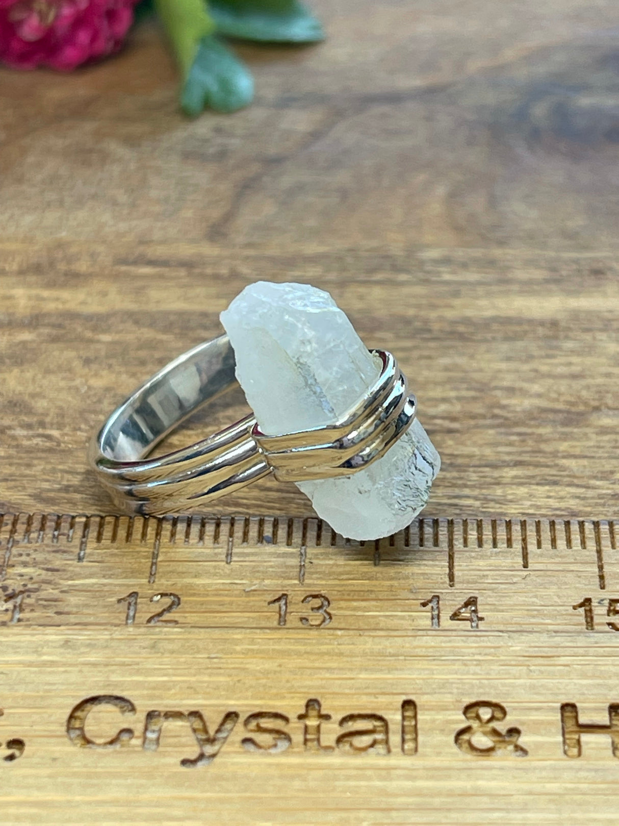 Moonstone Rainbow Silver Ring Size 8 - Inner Peace & New Beginnings