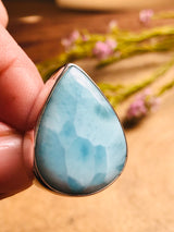 Larimar Large Silver Ring Size 10 - Calming