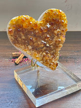 Citrine Cluster Heart 690g on Stand  -  “I am successful in all areas of life”.