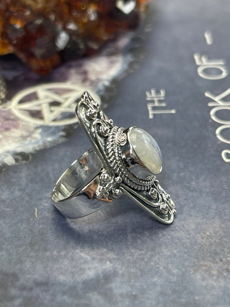 Rainbow Moonstone Ring Size 6 - Inner Peace. New Beginnings.