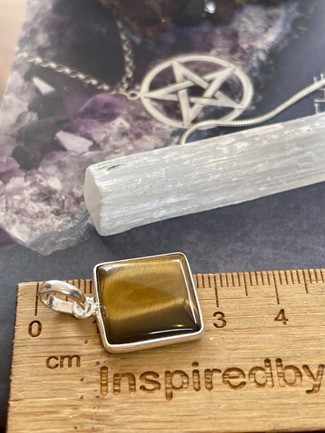 Tiger Eye Gold Petite Pendant & Silver Chain - Protection. Strength.