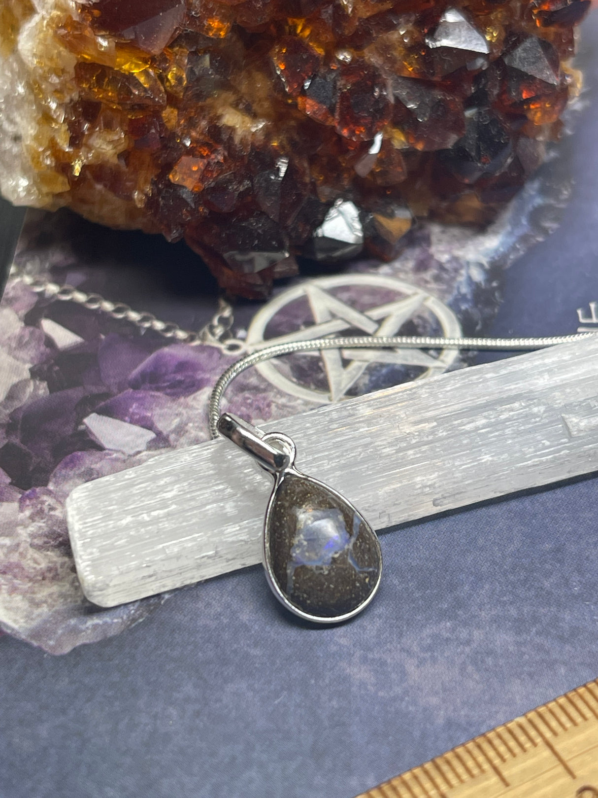 Boulder Opal Petite Pendant & Silver Chain - Inner Peace