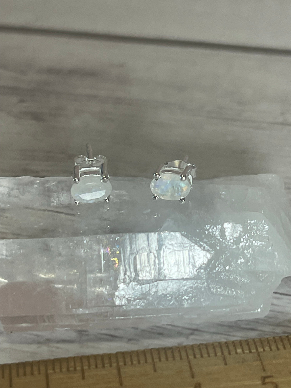 Moonstone Faceted Stud Silver Earrings - Inner Peace & Harmony