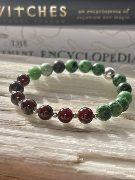 Garnet & Ruby Zoisite Silver Bracelet 