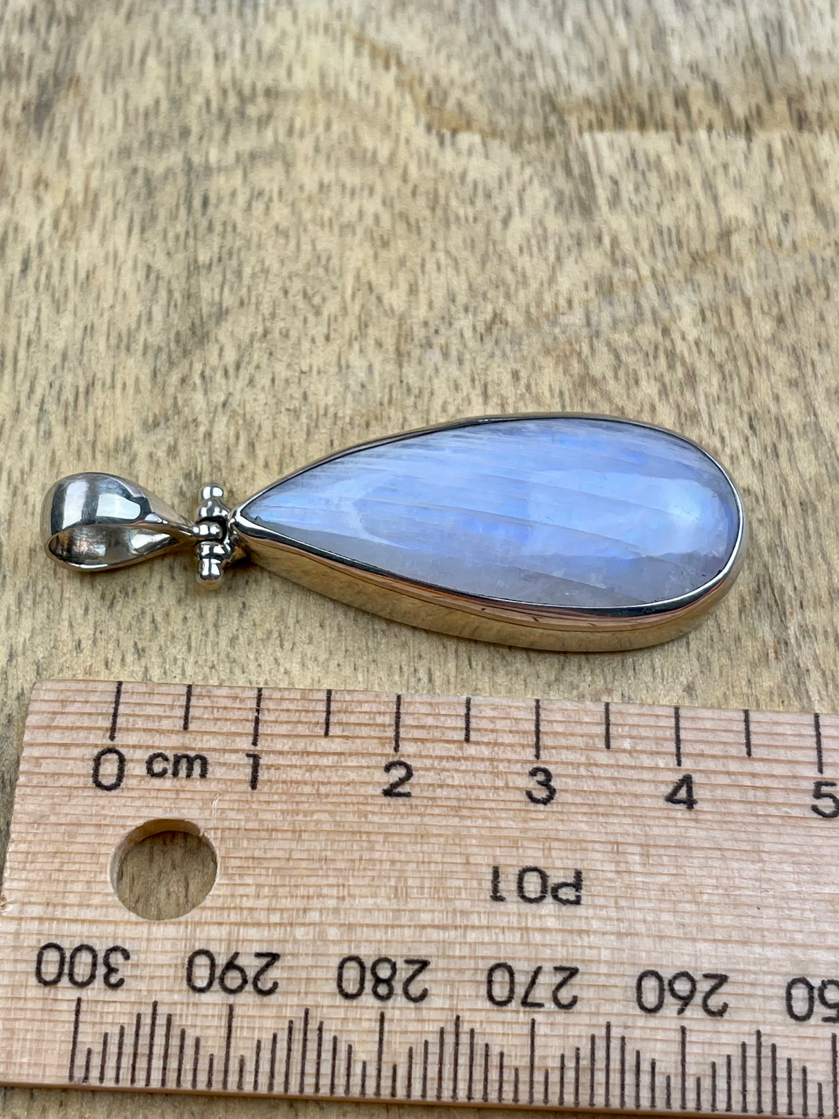 Moonstone Rainbow Pendant & Silver Chain #7 - Inner Peace & New Beginnings