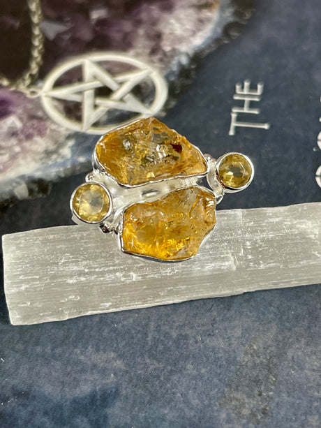 Citrine Silver Ring Size 7 - Manifestation. Balance.