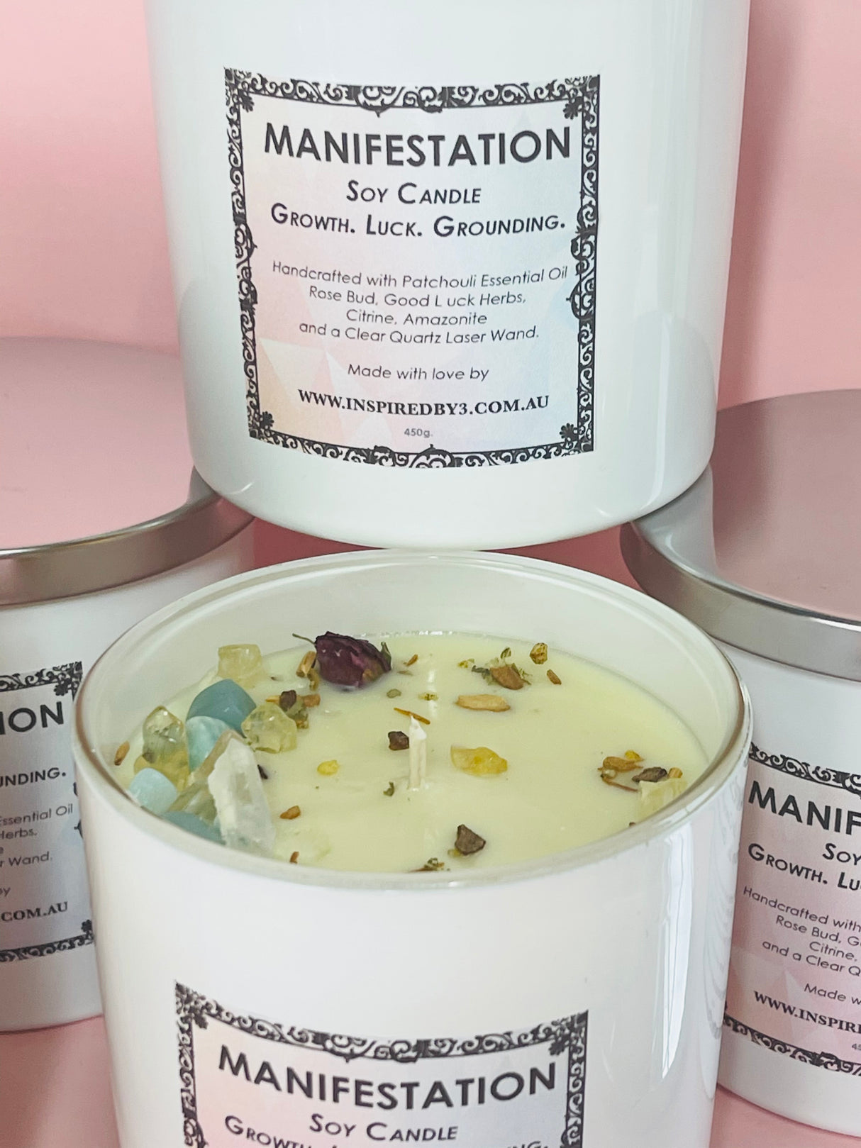 Manifestation Candle - Grounding. Growth. Good Luck. Patchouli & Vetiver Essential Oil