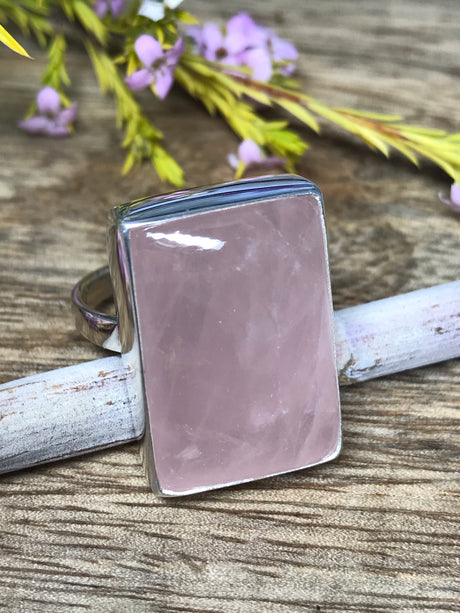 Rose Quartz XL Ring Size 11 - Love & Stress Relief