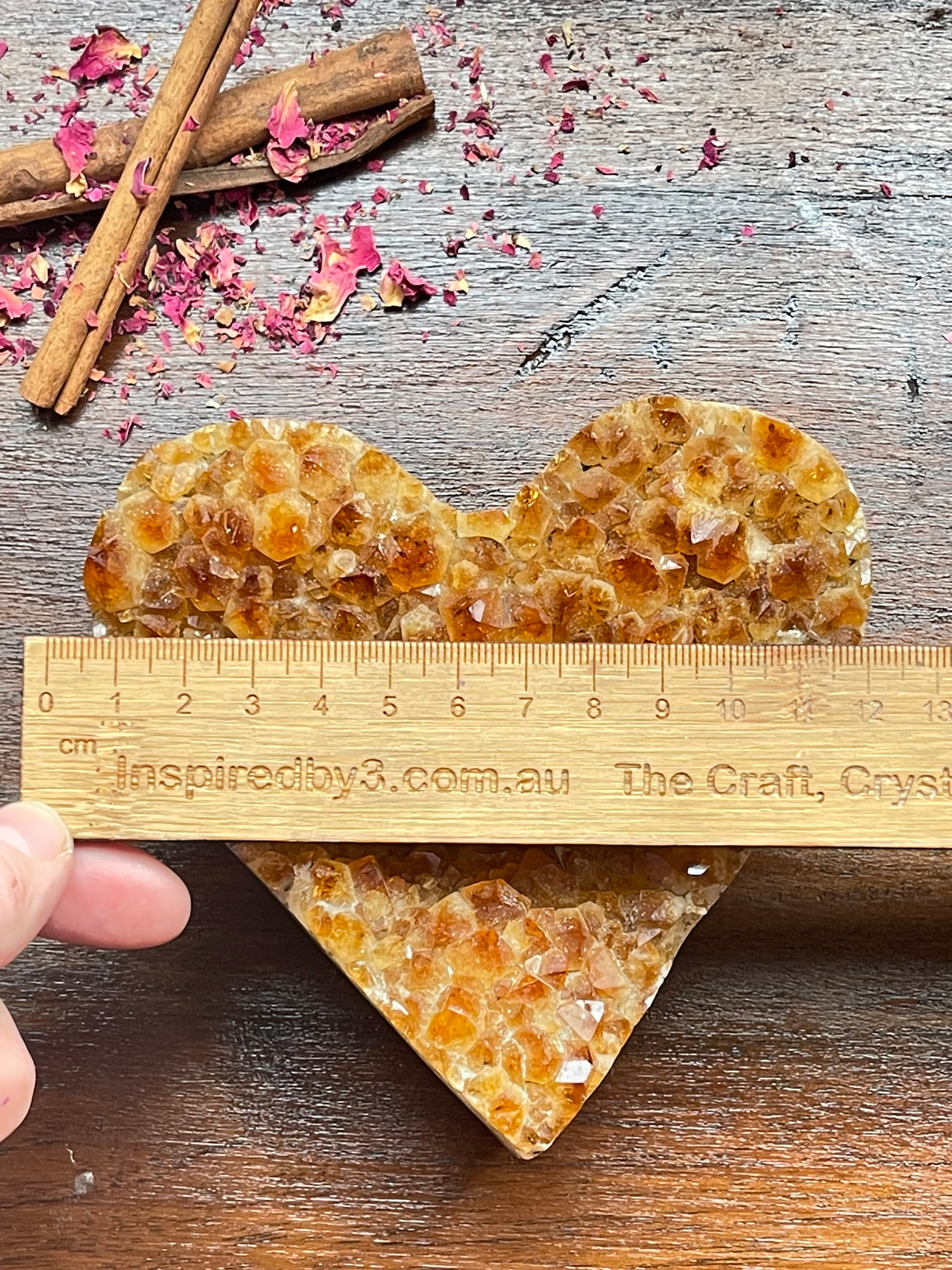 Citrine Cluster Heart 690g on Stand  -  “I am successful in all areas of life”.