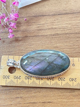 Purple Labradorite Large Silver Pendant - Magic. Protection.