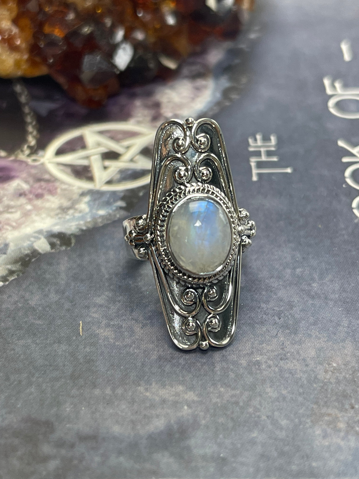 Rainbow Moonstone Ring Size 6 - Inner Peace. New Beginnings.