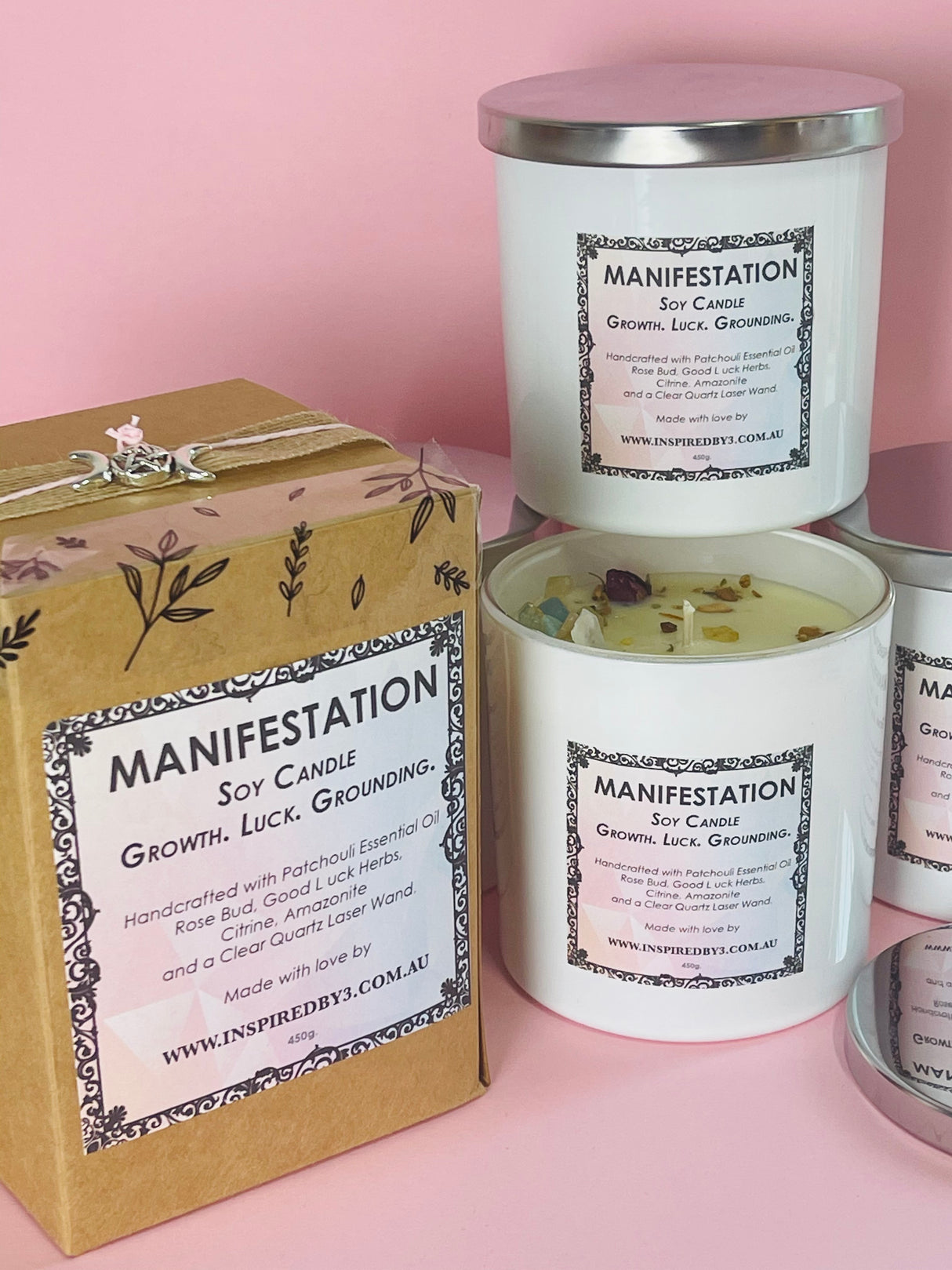 Manifestation Candle - Grounding. Growth. Good Luck. Patchouli & Vetiver Essential Oil