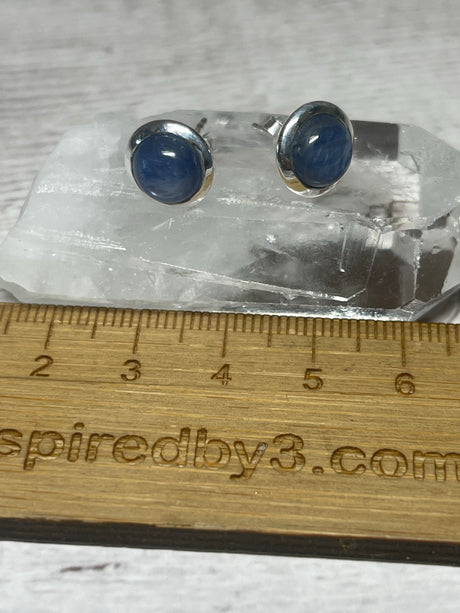 Blue Kyanite Silver Stud Earrings - Tranquility & Calming