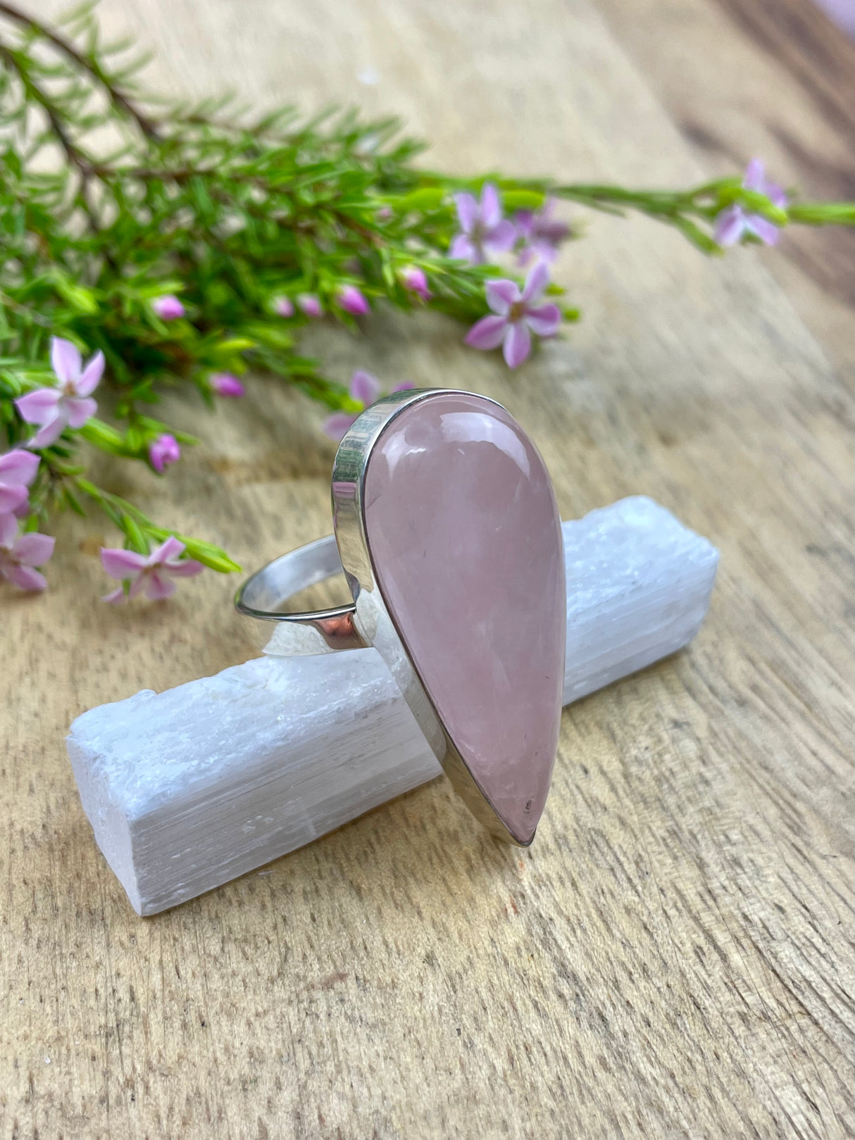 Rose Quartz Ring Size 10 - Love & Stress Relief