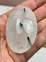 Black Tourmaline in Quartz Palmstone - Protection