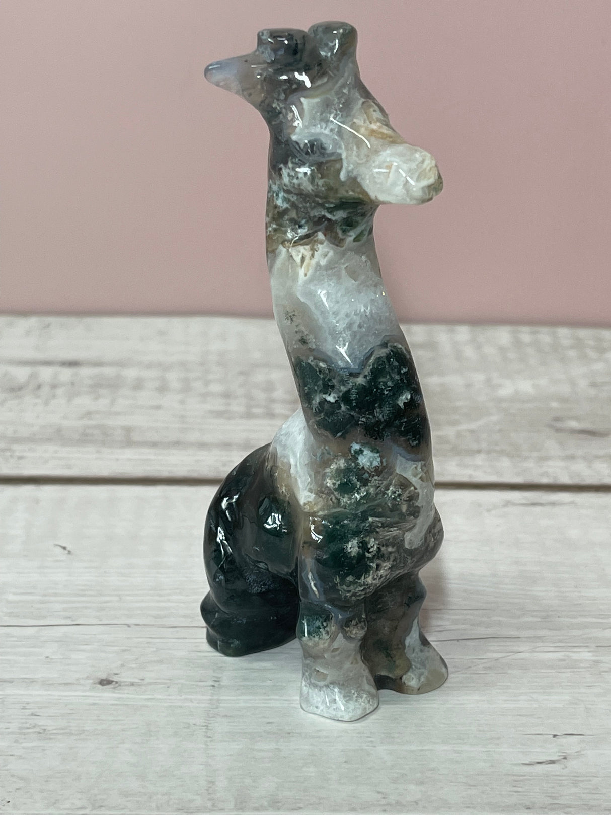 Agate Moss Giraffe Carving  - Nature Spirits