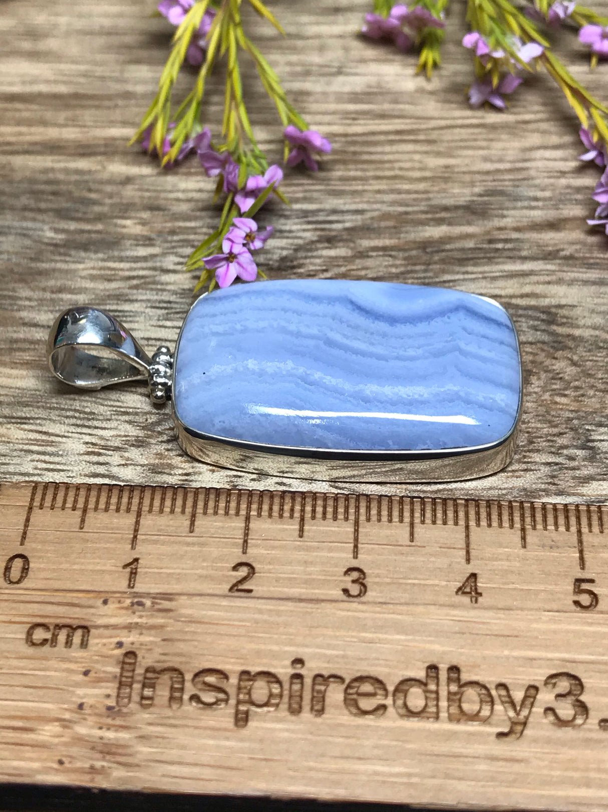 Blue Lace Agate Large Pendant - Calming. Thyroid.