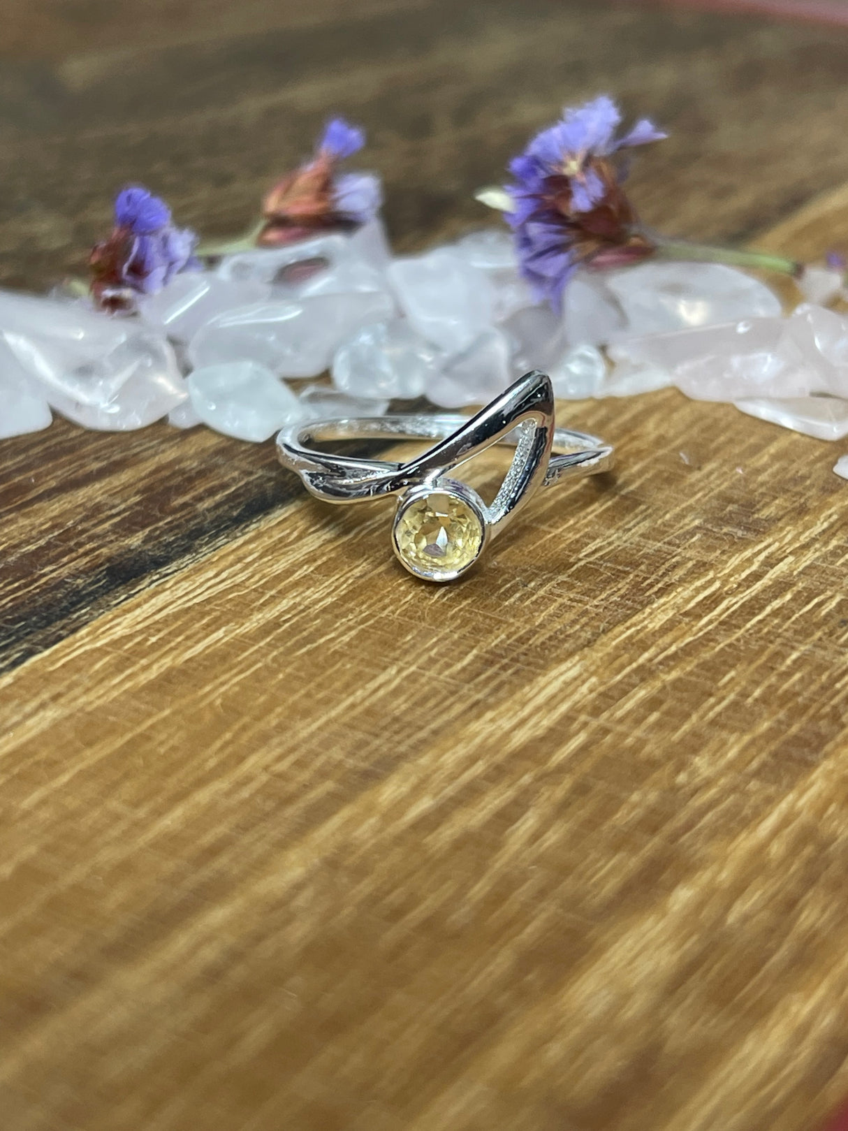 Citrine Silver Ring Size 6 - Manifestation. Abundance.