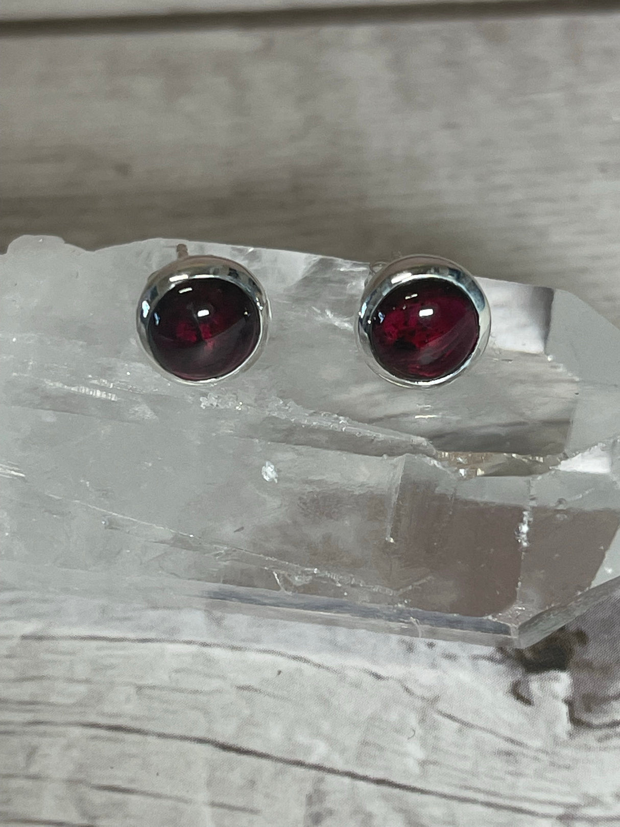 Garnet Silver Stud Earrings - Emotional Healing. Protection.