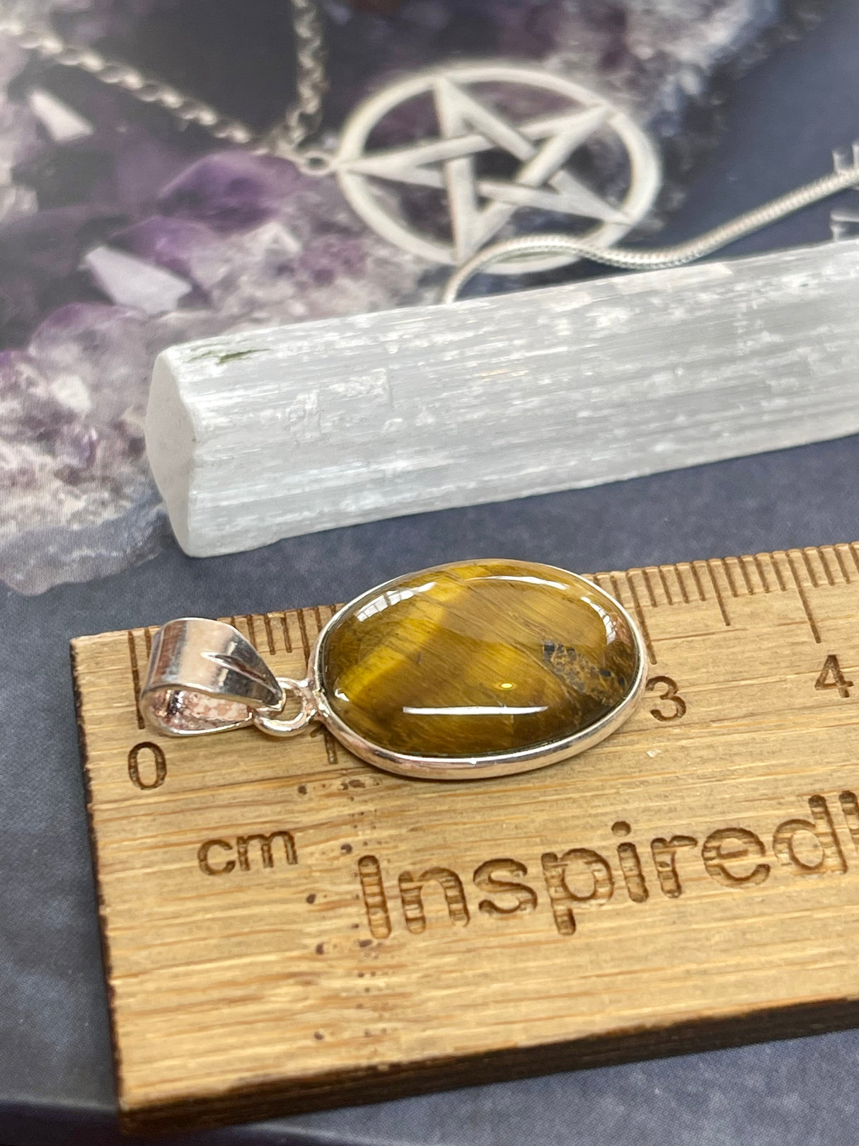 Tiger Eye Gold Petite Pendant & Silver Chain - Protection. Strength.